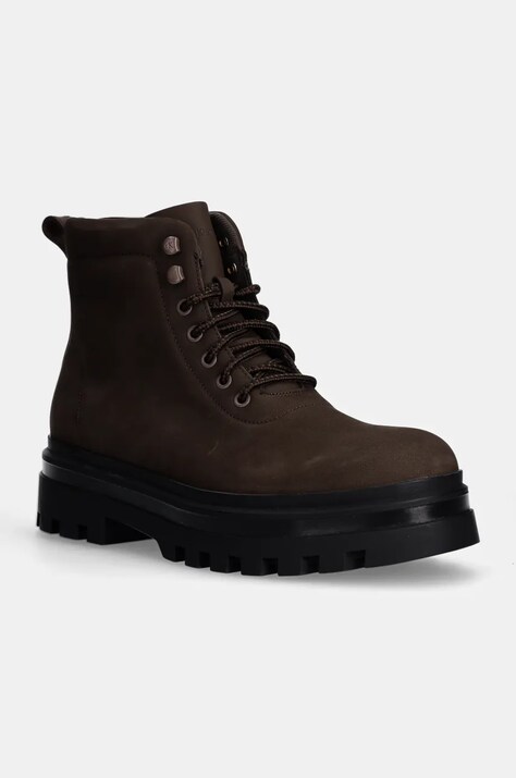 Ботинки из нубука Calvin Klein Jeans LUGGED LACEUP BOOT OXF HIKING NB цвет коричневый YM0YM01076