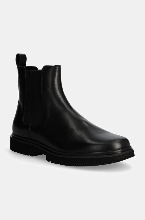 Calvin Klein Jeans ghete de piele EVA BOOT MID CHELSEA UNIFORM DR barbati, culoarea negru, YM0YM01072