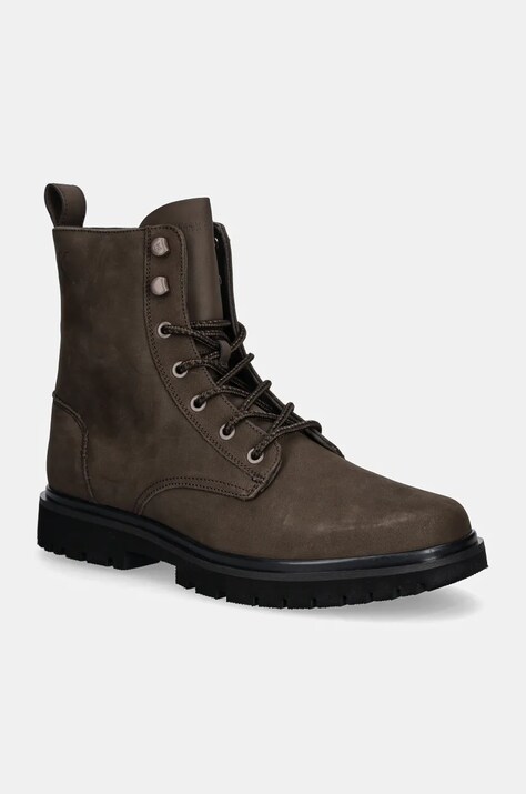 Calvin Klein Jeans pantofi EVA BOOT MID LACEUP REBELLIOUS barbati, culoarea maro, YM0YM01071