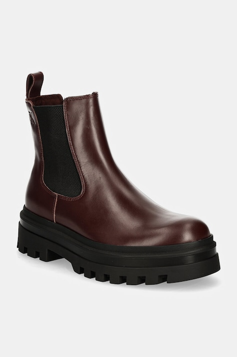 Calvin Klein Jeans ghete chelsea de piele LUGGED CHELSEA BOOT LTH barbati, culoarea bordo, YM0YM01069