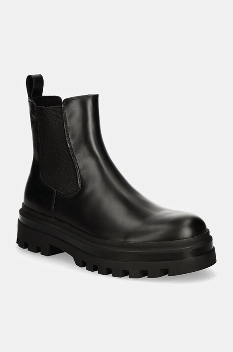 Calvin Klein Jeans ghete chelsea de piele LUGGED CHELSEA BOOT LTH barbati, culoarea negru, YM0YM01069