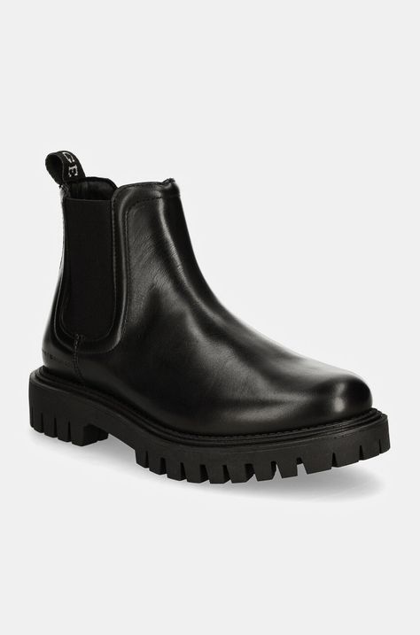 Шкіряні черевики Tommy Hilfiger CASUAL HILFIGER CHUNKY LTH CHELS чоловічі колір чорний FM0FM05197