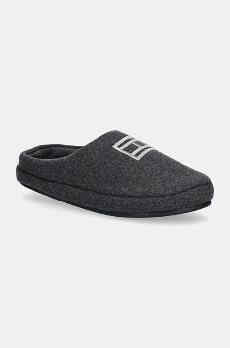 Tommy Hilfiger papuci de casa FLAG WARM FELT HOUSE SHOE culoarea gri, FM0FM05227