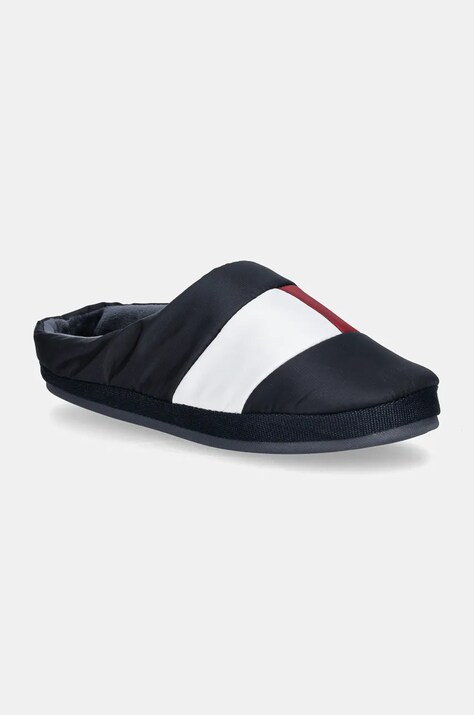Tommy Hilfiger papuci de casa HILFIGER NYLON FLAG HOUSE SHOE culoarea albastru marin, FM0FM05228