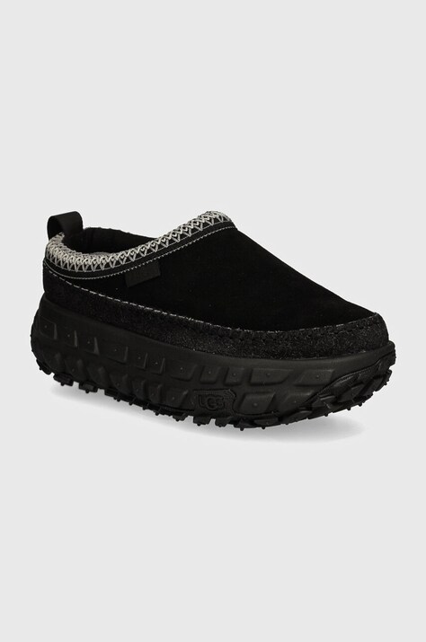 UGG papuci din piele Venture Daze barbati, culoarea negru, 1154530-BBLC