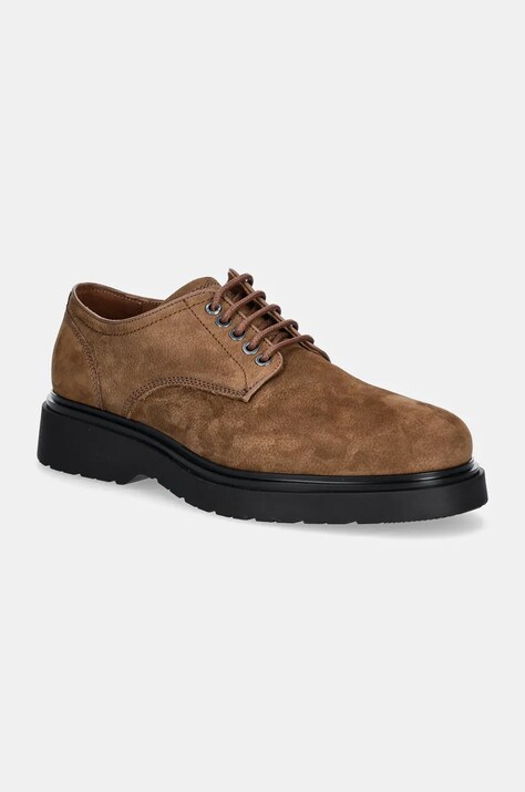 Туфли на низком ходу из нубука Calvin Klein DERBY SUEDE цвет коричневый HM0HM01689