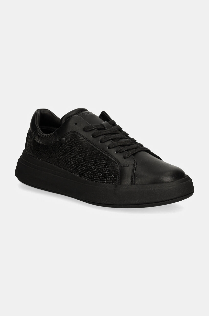 Tenisky Calvin Klein LOW TOP LACE UP LTH MONO čierna farba, HM0HM01557