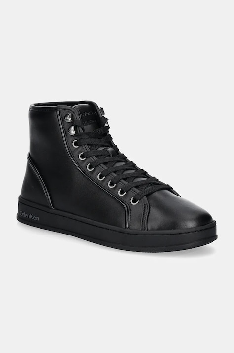 Calvin Klein sneakers din piele HIGH TOP LACE UP PIPING culoarea negru, HM0HM01589