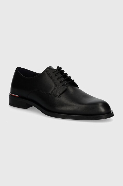 Usnjeni polškornji Tommy Hilfiger CORE RWB HILFIGER TEXT LTH SHOE moški, črna barva, FM0FM05255