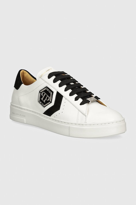 Kožené tenisky Philipp Plein Lo-Top Arrow Force biela farba, MSC3998 PLE005N 0102