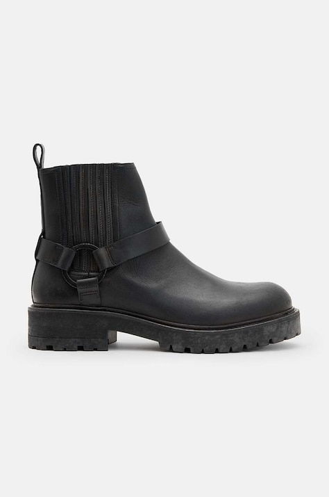 Кожени обувки AllSaints Hank Biker Boot в черно M017FB