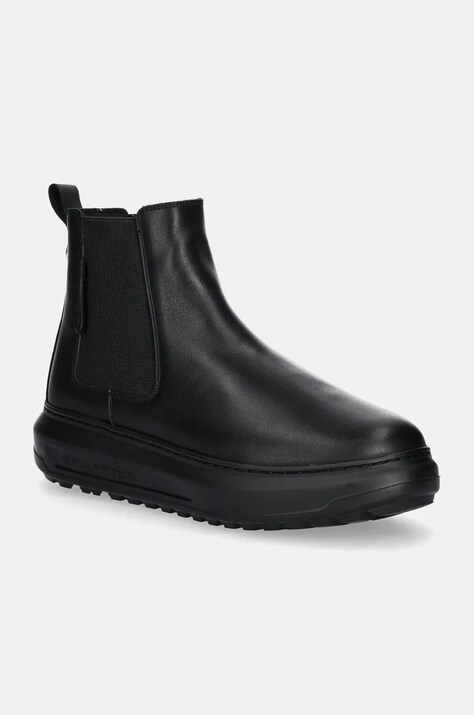 Kožené topánky chelsea Karl Lagerfeld KAPRI LUG pánske, čierna farba, KL57540