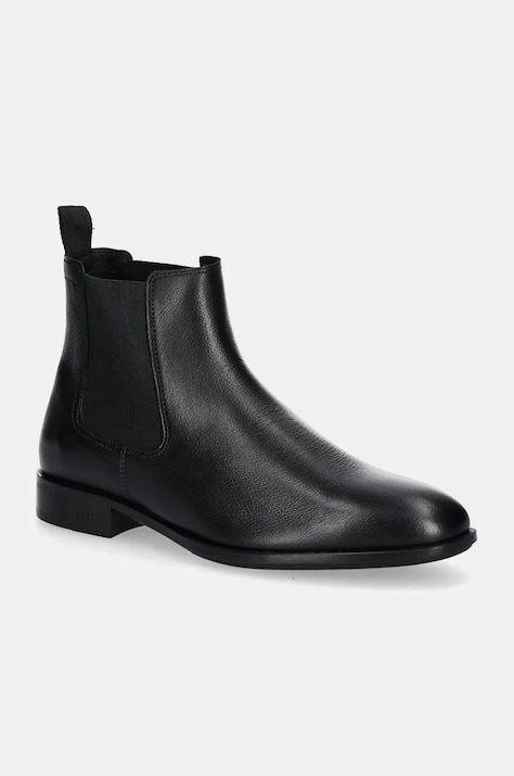 BOSS ghete chelsea de piele Colby barbati, culoarea negru, 50529105