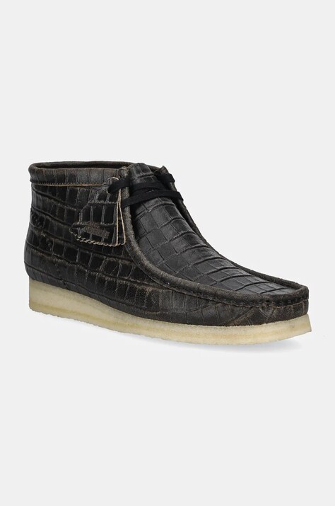 Шкіряні туфлі Clarks Originals Wallabee Boot чоловічі колір чорний 26179191