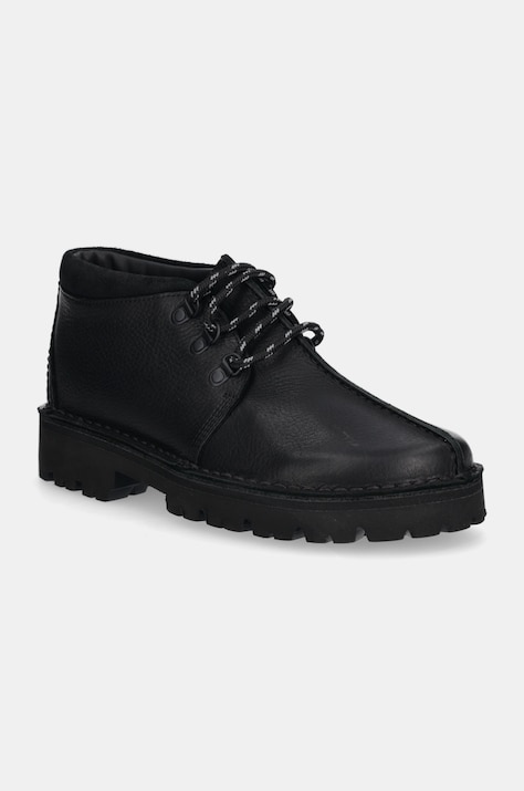 Clarks Originals leather shoes Trek Hike men's black color 26179321