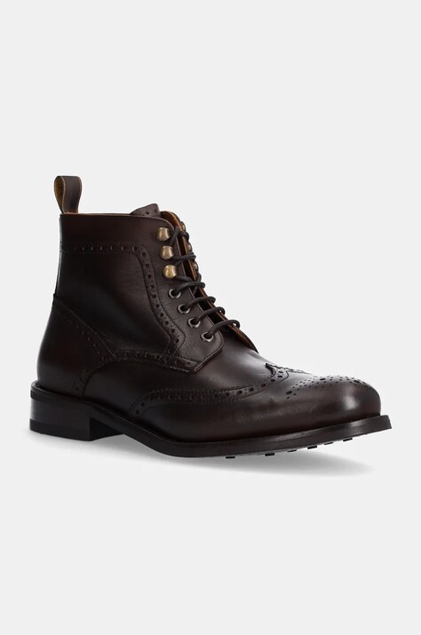 Hackett London ghete de piele JAME BROGUEBOOT barbati, culoarea maro, HMS21425