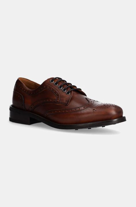 Hackett London scarpe in pelle JAME BROGUE uomo colore marrone HMS21426