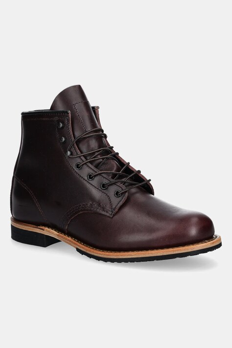 Red Wing leather brogue boots men's maroon color