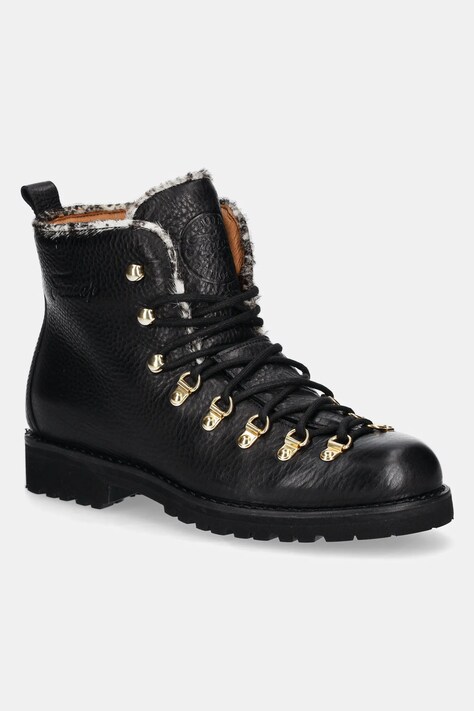 Δερμάτινα μποτάκια Fracap Magnifico Alto Brill χρώμα: μαύρο, MAGNIFICO.M120.ALTO.BLK