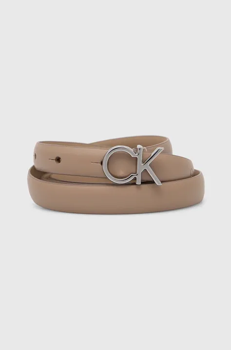 Kožený pásek Calvin Klein dámský, béžová barva, K60K612360