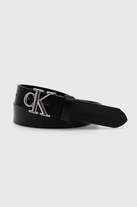 Δερμάτινη ζώνη Calvin Klein Jeans χρώμα: μαύρο, K60K612271
