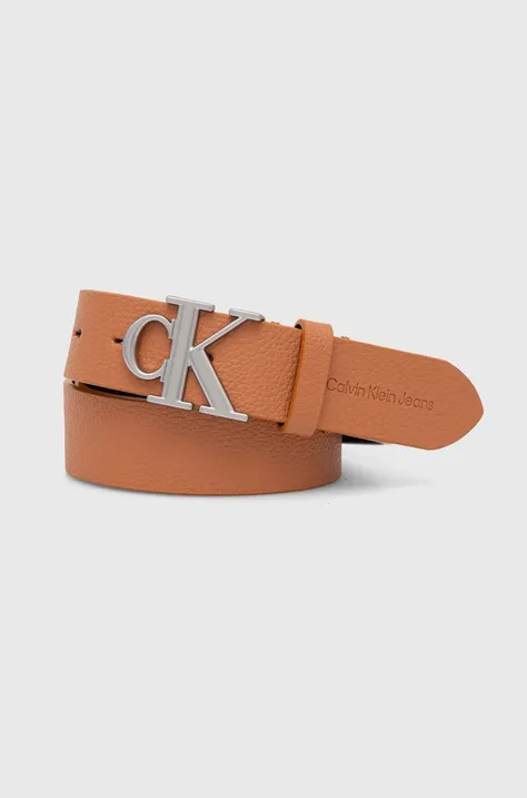 Calvin Klein Jeans pasek skórzany damski kolor pomarańczowy K60K612377