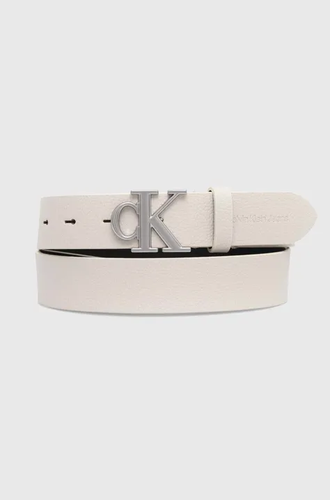 Kožený pásek Calvin Klein Jeans dámský, šedá barva, K60K612377