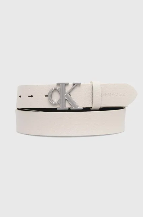 Δερμάτινη ζώνη Calvin Klein Jeans χρώμα: γκρι, K60K612377