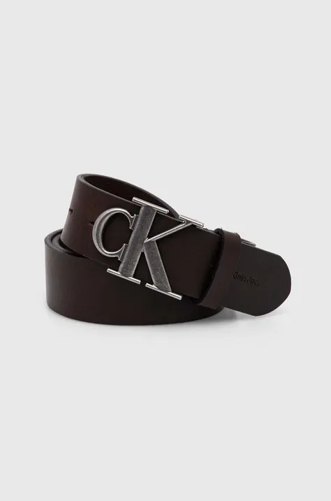 Kožený opasok Calvin Klein Jeans dámsky, hnedá farba, K50K512067