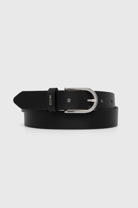 HUGO curea de piele femei, culoarea negru, 50516558