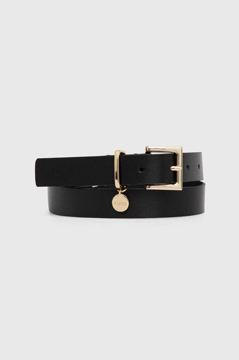 HUGO curea de piele femei, culoarea negru, 50522644