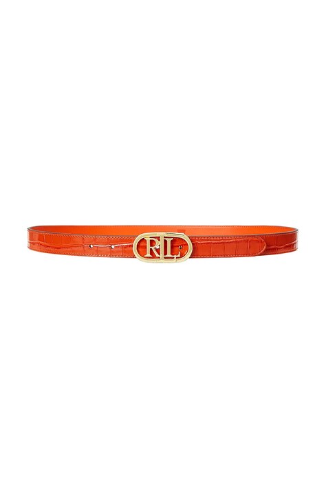Lauren Ralph Lauren curea de piele cu doua fete femei, culoarea bej, 412942269