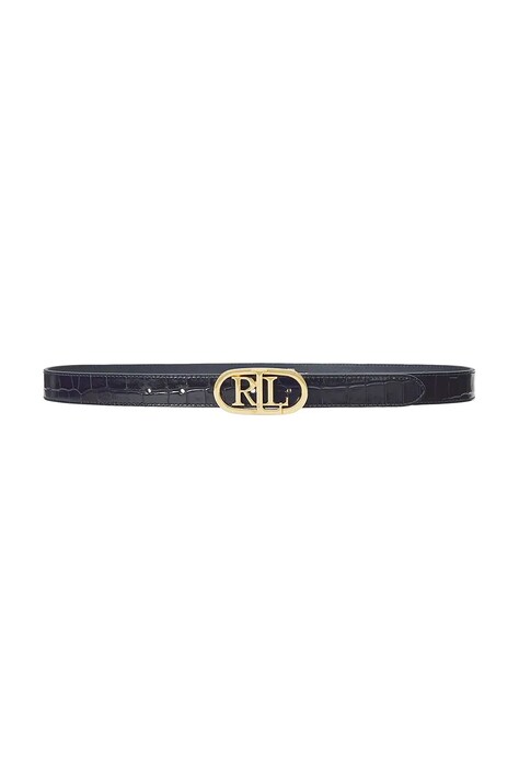 Lauren Ralph Lauren curea de piele cu doua fete femei, culoarea albastru marin, 412942269