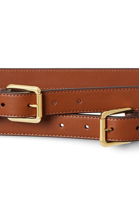 Lauren Ralph Lauren pasek skórzany damski kolor brązowy 412936524