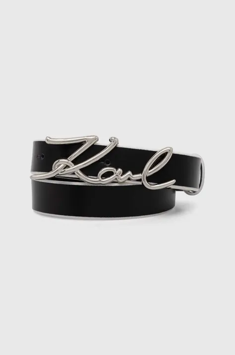 Kožený opasok Karl Lagerfeld dámsky, čierna farba, 245W3105