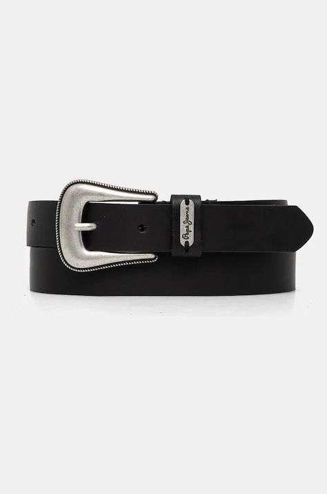 Pepe Jeans curea de piele MILDRED BELT femei, culoarea negru, PL020852