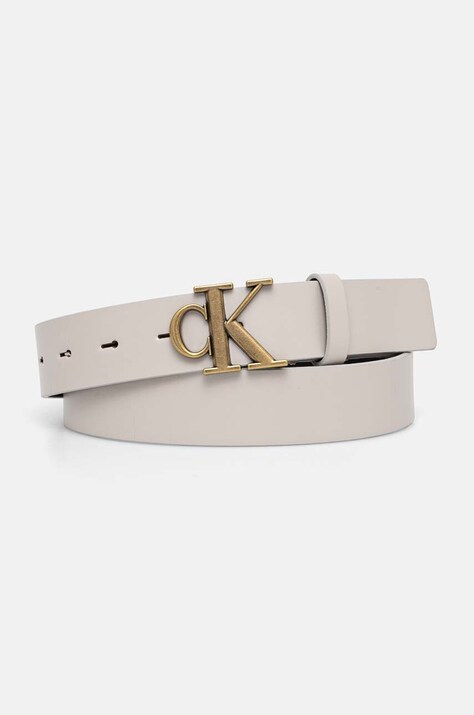 Calvin Klein Jeans curea de piele femei, culoarea gri, K60K612289