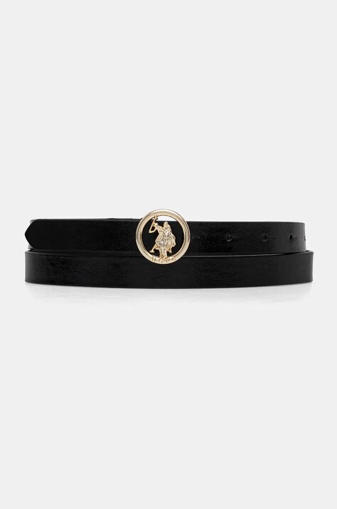 Kožený opasok U.S. Polo Assn. Marshall dámsky, čierna farba, AIUQQ2564WAJ