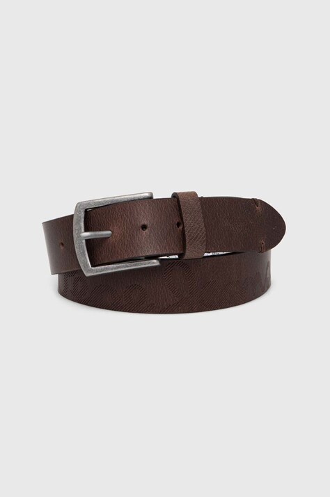 Pepe Jeans cintura in pelle PALMER BELT uomo colore marrone PM021024