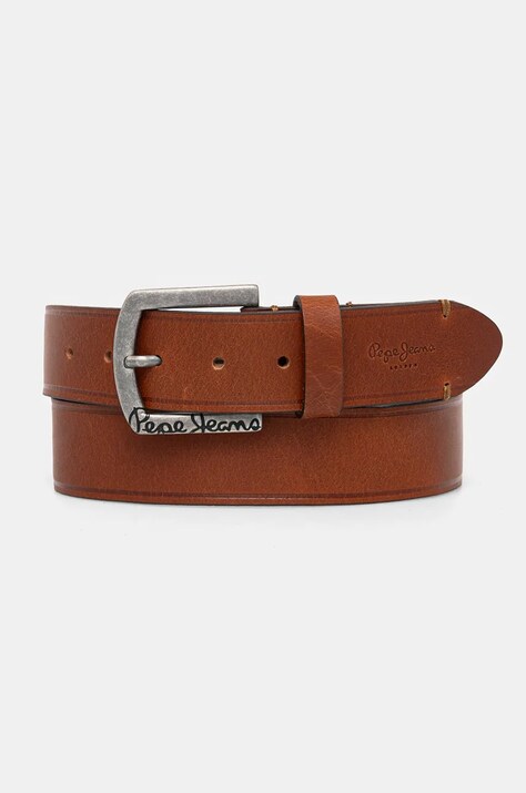 Pepe Jeans cintura in pelle MOSS BELT uomo colore marrone PM021026