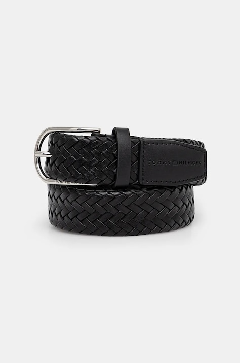 Δερμάτινη ζώνη Tommy Hilfiger χρώμα: μαύρο, AM0AM12824