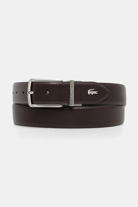 Lacoste curea de piele cu doua fete barbati, culoarea maro, RC4097