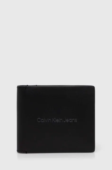 Δερμάτινο πορτοφόλι Calvin Klein Jeans γυναικείο, χρώμα: μαύρο, K50K512059