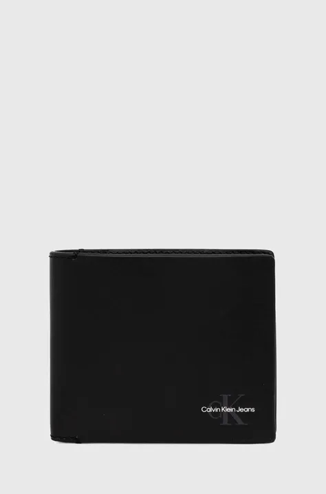 Δερμάτινο πορτοφόλι Calvin Klein Jeans γυναικείο, χρώμα: μαύρο, K50K512171