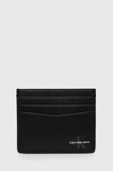 Δερμάτινη θήκη για κάρτες Calvin Klein Jeans χρώμα: μαύρο, K50K512172