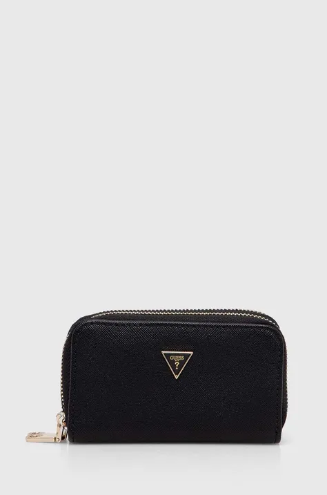 Πορτοφόλι + μπρελόκ Guess γυναικείο, χρώμα: μαύρο, GFBOXW P4302