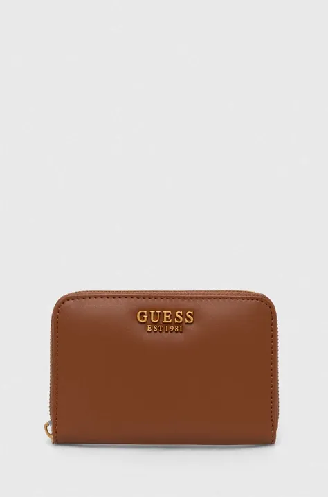 Peňaženka Guess LAUREL dámska, hnedá farba, SWVA85 00400