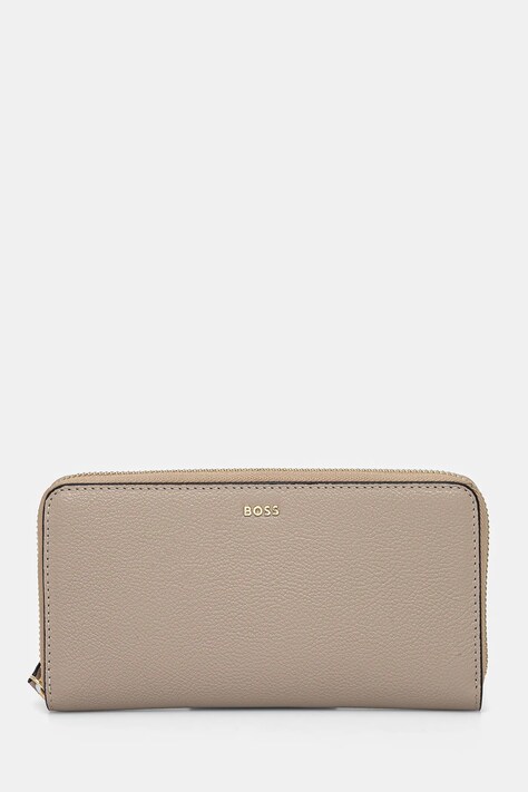 BOSS portofel de piele femei, culoarea bej, 50523659