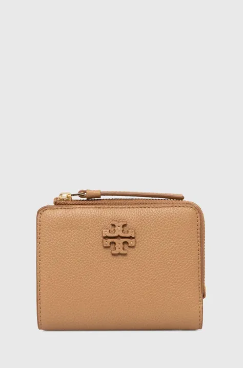 Шкіряний гаманець Tory Burch McGraw Bi-Fold жіночий колір коричневий 158904.227