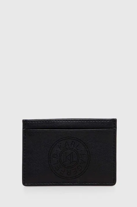 Karl Lagerfeld etui na karty skórzane kolor czarny 245W3227